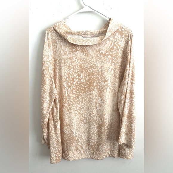 Loungewear Soft Surroundings XL Beige Adrienne Cowl Neck Top Size Long Sleeve - Picture 2 of 5